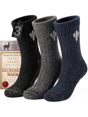 Alpaca Merino Wool Crew Socks Thick Warm Hiking Winter
